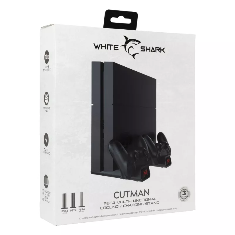 Almohadilla térmica White Shark PS4-19076 Cutman con 2 estaciones de carga para mando