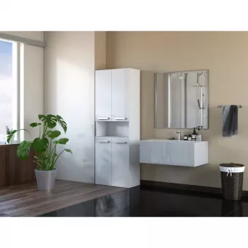 Armario de almacenamiento de baño Topeshop NEL 1K DK BPOŁ blanco 5 baldas