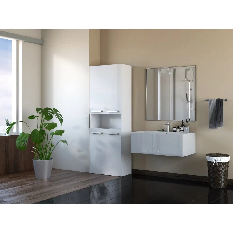 Armario de almacenamiento de baño Topeshop NEL 1K DK BPOŁ blanco 5 baldas