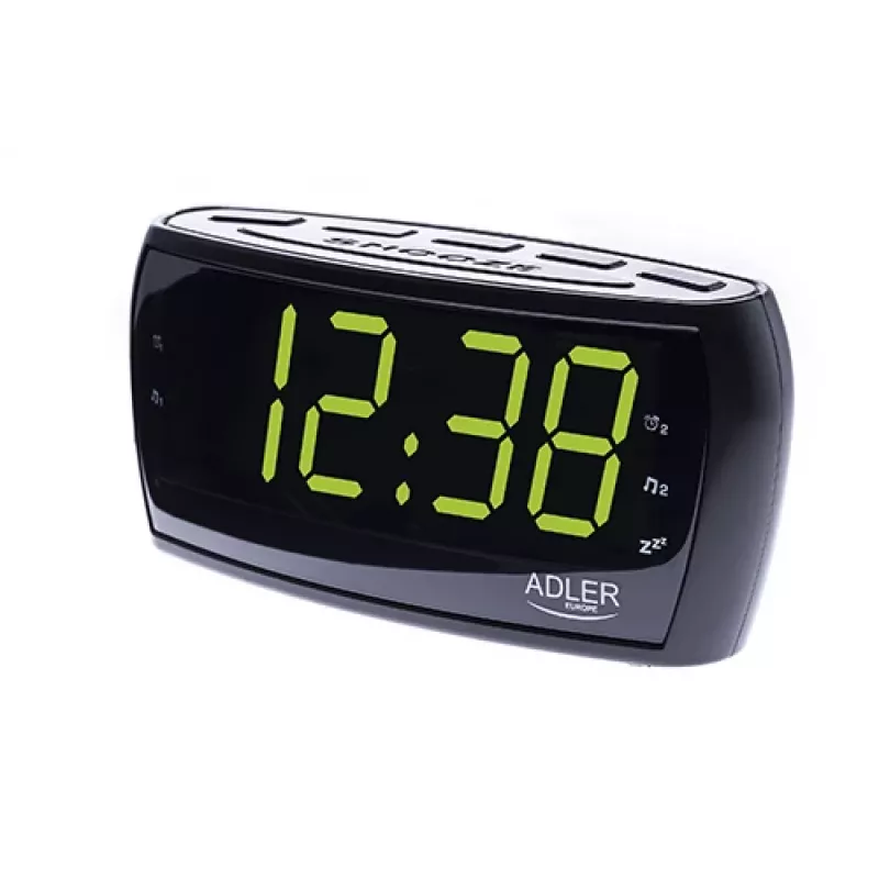 Radio despertador Adler AD 1121 — radio despertador, sintonizador FM/AM, pantalla LED, respaldo de batería, negro