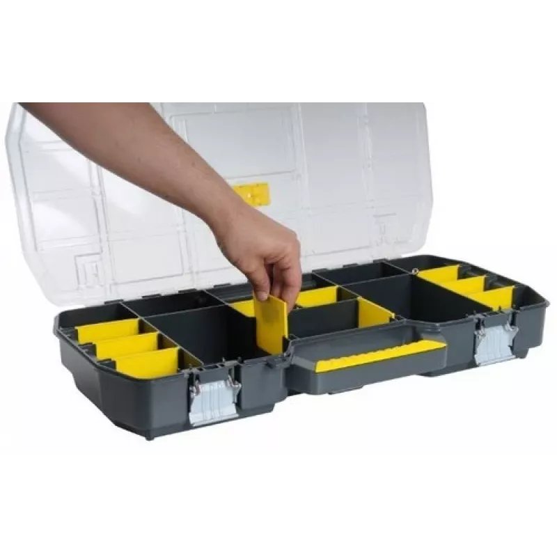 Caja de herramientas/pequeñas piezas Stanley 1-97-514 negra, transparente