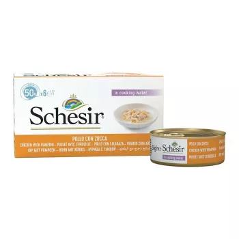 SCHESIR filetes de pollo con calabaza en caldo - Comida húmeda para gatos - 6x50 g