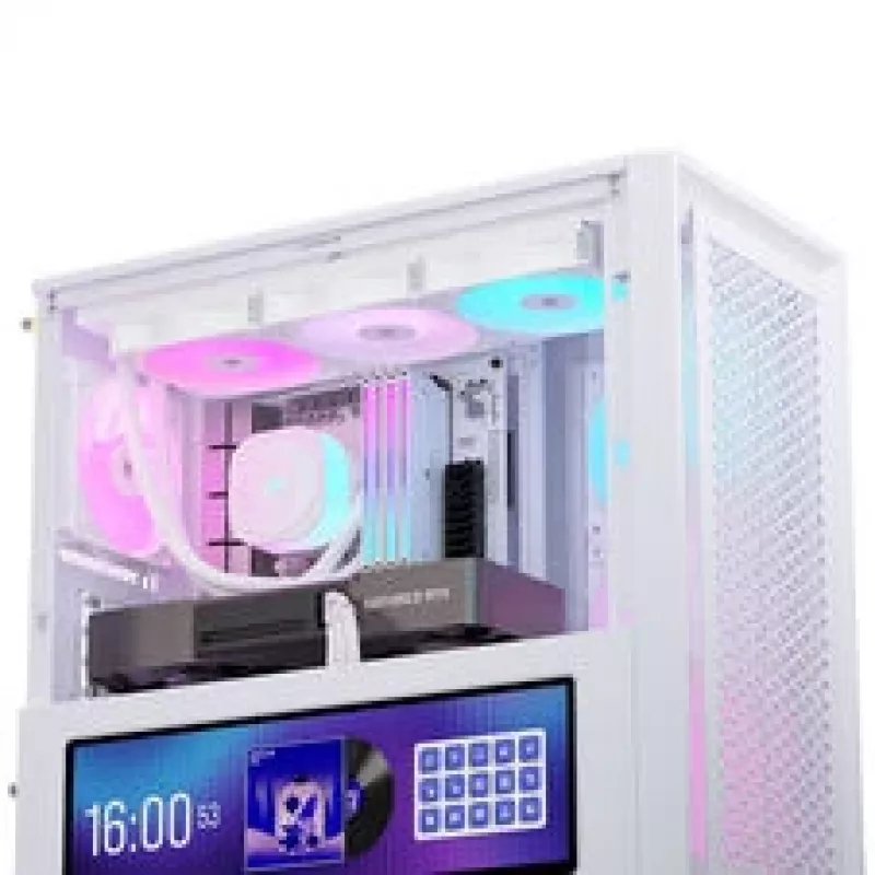 Carcasa PC Corsair FRAME 4000D LCD RS, semitorre, ATX, ARGB, cristal templado - blanco