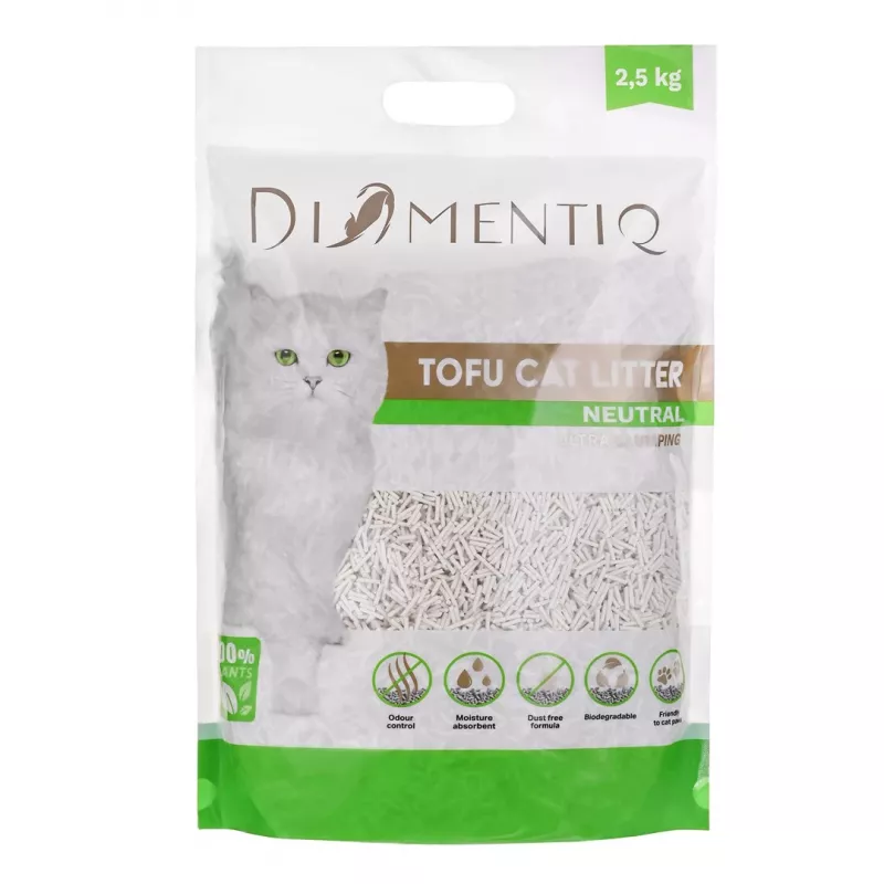 DIAMENTIQ Tofu Neutral Ultra aglomerante - arena vegetal - 2,5 kg