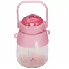 Botella de agua Extralink botella escolar con pajita y correa 1 L rosa