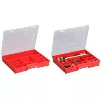 Caja organizadora allit EuroPlus Basic 37/12 roja polipropileno resistente a impactos – 37 compartimentos