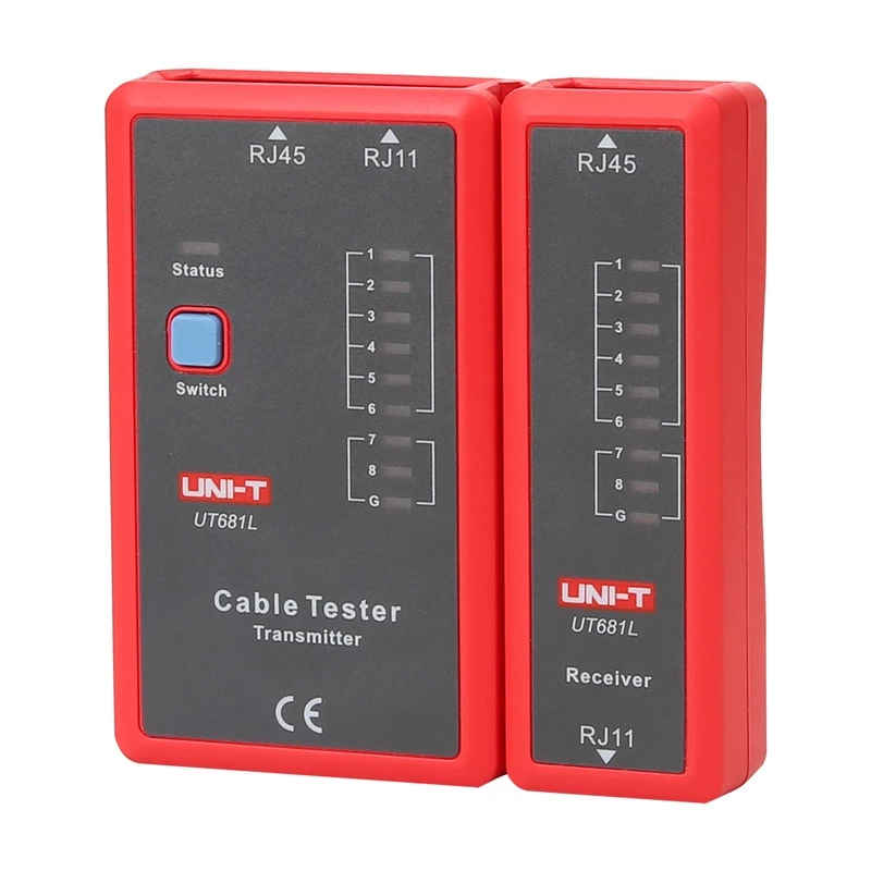 Comprobador de cables de red Unit UT681L para conectores RJ45 y RJ11, comprobación de continuidad y cableado