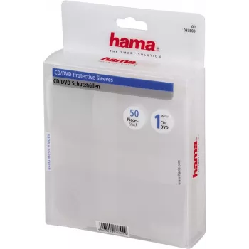 Hama Fundas protectoras para CD/DVD, pack de 50 50 discos Transparente