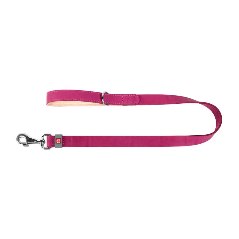 Correa para perro WAUDOG de cuero natural, 25 mm de ancho, 122 cm de longitud, rosa