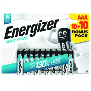 Pila Energizer Max Plus Micro (AAA) alcalina de manganeso 1,5 V 20 uds. (E304145700)