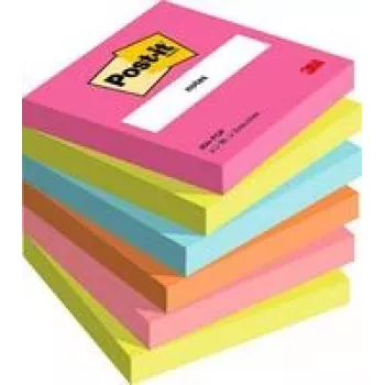 Notas adhesivas 3M 654-6-POP cuadradas multicolor 100 hojas autoadhesivas