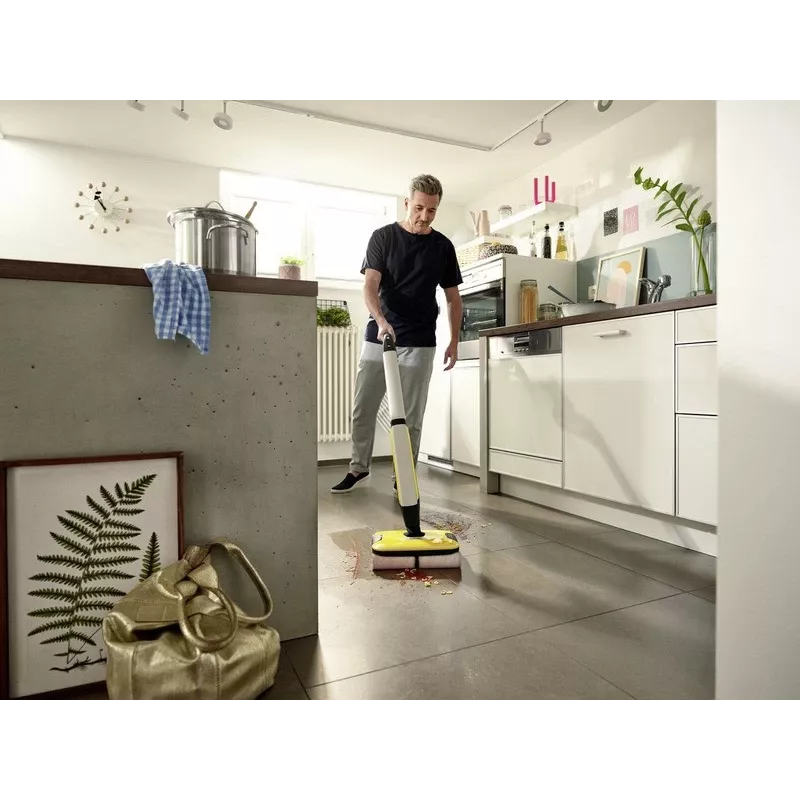 Kärcher FC 7 Cordless Escoba eléctrica Batería Seco y húmedo Sin bolsa Plata, Amarillo