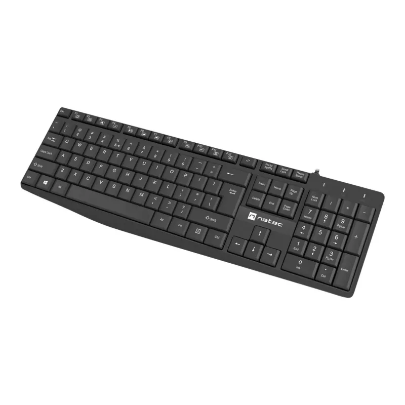 Teclado con cable de tamaño completo NATEC NAUTILUS NKL-1950 — USB, QWERTY US International, 105 teclas, negro