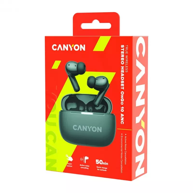 Auriculares True Wireless Canyon OnGo TWS-10 ANC+ENC, gris (CNS-TWS10BK)