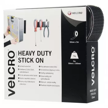 VELCRO Cinta de velcro extra fuerte autoadhesiva, gancho y bucle 50mm x 5m negro