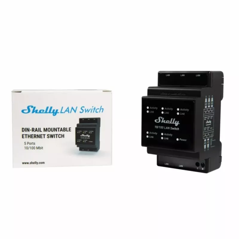 Shelly LAN Switch conmutador inteligente, negro, 110-240 V CA, 1 W