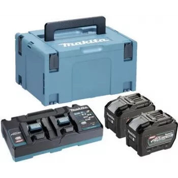 MAKITA 191Y97-1 - kit de alimentación compatible con dispositivos XGT (40V XGT litio-ion | compuesto por 2x batería BL4080F 8,0 Ah, cargador doble rápido DC40RB, maletín de transporte) (191Y97-1)