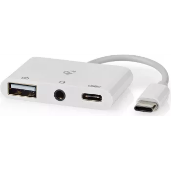 Nedis CCGB64790WT01 Base de acoplamiento y replicador de puertos para portátil, con cable, USB 2.0 Type-C, blanco (CCGB64790WT01)