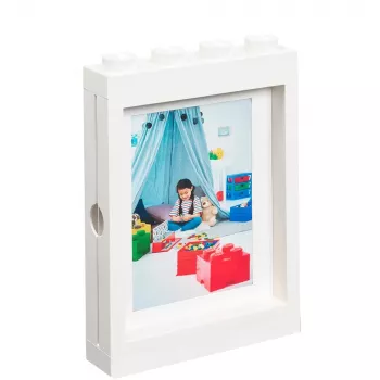 LEGO Marco de fotos PICTURE FRAME, (An)191 x (Al)268 mm, blanco de plástico ABS, con 4 tacos, apilable, compatible con - 1 unidad