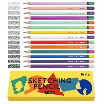 Set de lápices Arrtx LC303571 — set de dibujo y boceto 14 piezas, durezas 4H–8B