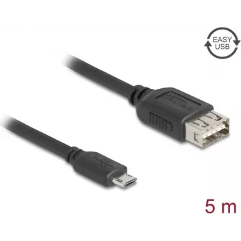 Cable USB DELOCK 81521 — USB 2.0, Micro-USB B a USB A, 5 m, negro