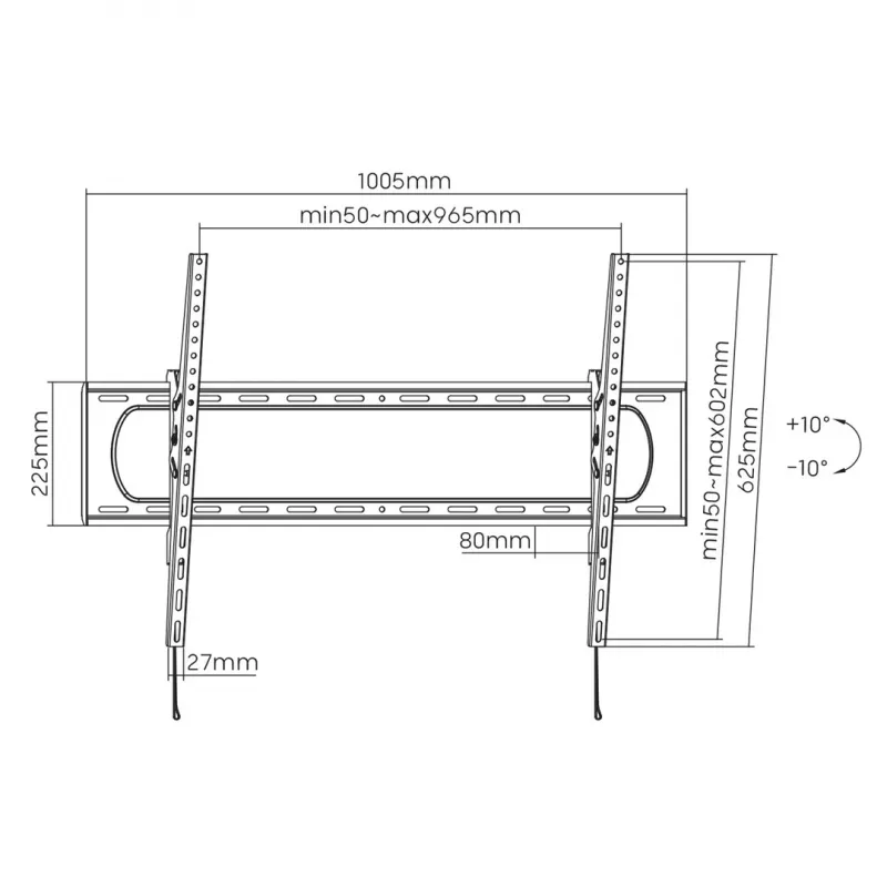 Soporte de pared para TV/monitor MACLEAN MC-750N, máx. VESA 900x600, carga 120 kg, blanco, apto para 60 inch–120 inch