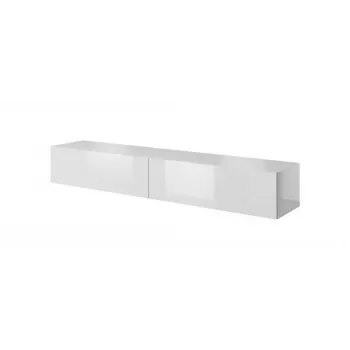 Soporte de TV cama meble SLIDE 200 — 2000×400×300 mm, tablero de MDF blanco brillante, estructura blanca