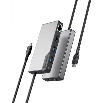 ALOGIC USB-C Fusion MAX hub 6 en 1 V2 – estación de acoplamiento – USB-C 3.1 Gen 1 – VGA, HDMI – 1GbE (UCFUPRGVV2-SGR)