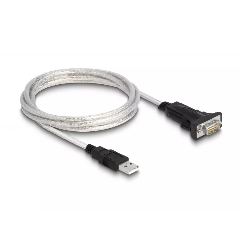 DeLOCK 63465 Adaptador de USB 2.0 Type-A a serie RS-422/485, bloque de terminales de 6 pines, 1,8 m, negro/transparente