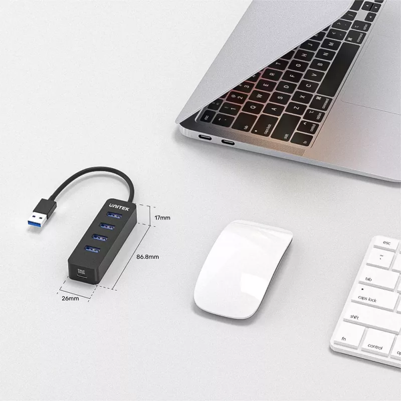 UNITEK uHUB Q4 USB 3.2 Gen 1 (3.1 Gen 1) Type-A 5000 Mbit/s negro