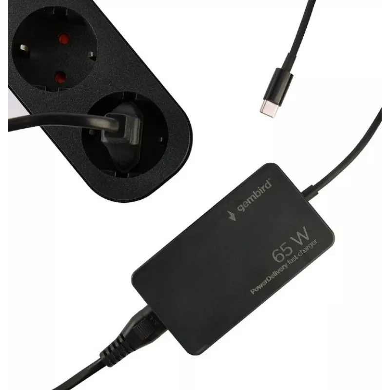 Cablexpert NPA-AC-PDQC65-01 cargador rápido GaN USB Type-C 65 W PowerDelivery, negro | Cablexpert