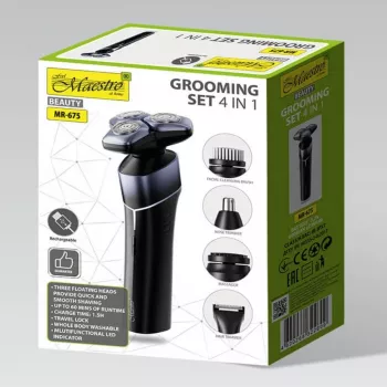 Set de afeitado eléctrico 5 en 1 recargable sumergible Maestro MR-675 con función de carga USB