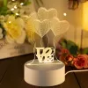 Lámpara de noche Extralink HOME ilusión óptica 3D cuatro corazones lámpara de mesita USB