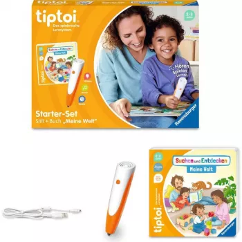 tiptoi set de inicio: Suchen und Entdecken - Meine Welt, libro educativo, lápiz y libro de imágenes