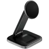 SATECHI estación de carga inalámbrica Qi2 plegable 3 en 1 (gris espacial) con conectores tipo A, C, G