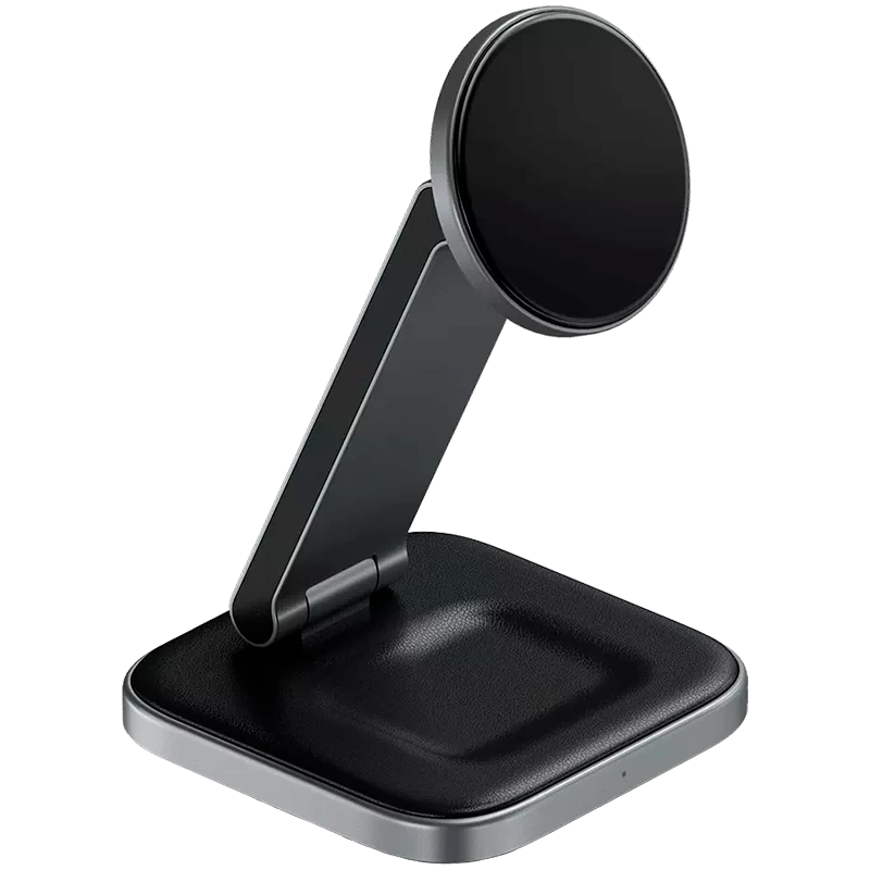 SATECHI estación de carga inalámbrica Qi2 plegable 3 en 1 (gris espacial) con conectores tipo A, C, G