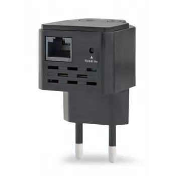 Repetidor de red GEMBIRD WNP-RP300-03-BK, 300 Mbps, 2,4 GHz, 802.11g, 1x RJ-45, antena interna 3 dBi, AC 100–240V
