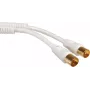 - Cable de antena - Conector IEC macho a conector IEC hembra - 5 m - apantallado - 100 dB - blanco