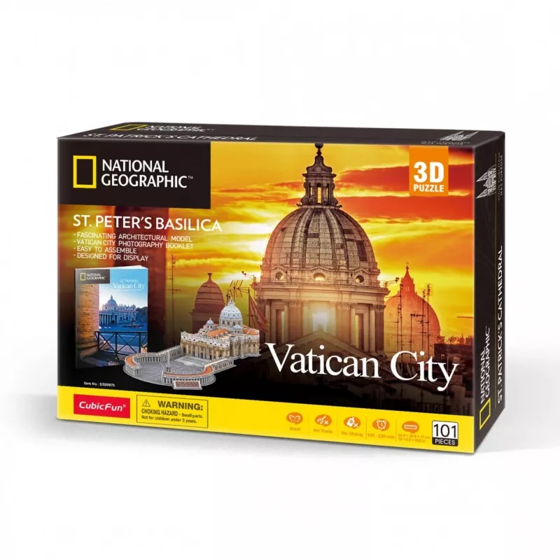 Puzle 3D Cubicfun Basílica de San Pedro modelo 306-DS0997H, piezas de cartón, maqueta a escala ensamblada