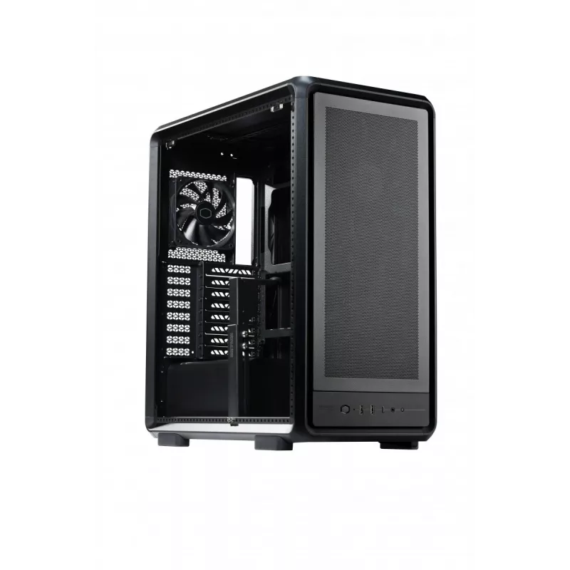 PC torre Midi Cooler Master MasterFrame 500 Mesh — negra con lateral transparente, compatible con ATX/EATX, 2x200 mm frontal, 1x120 mm trasero
