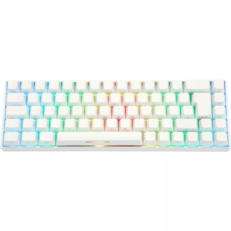 Deltaco GAM-100-W-DE. Teclado factor de forma: 65%. Estilo de teclado: Recto. Interfaz de dispositivo: USB + Bluetooth, interruptor de tecla: interruptor mecánico,