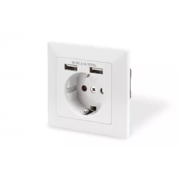 Toma de corriente de seguridad para montaje empotrado Digitus DA-70613 con 2 puertos USB