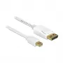 Cable DELOCK mini DisplayPort macho > DisplayPort macho 7,0m blanco