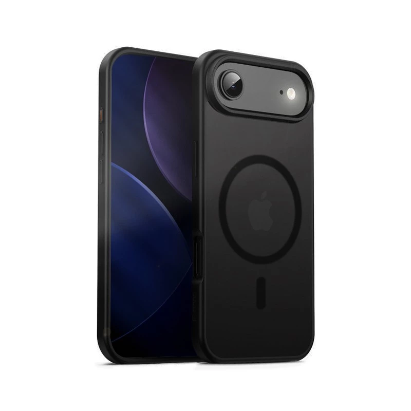 Funda protectora híbrida compatible con MagSafe Crong para iPhone — Frost negro (modelo CRGHFMIP1766ABLK)