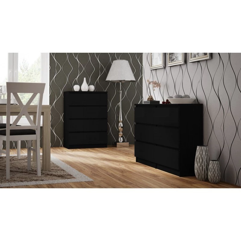 Cómoda Topeshop M4 CZERŃ negra 4 cajones aglomerado