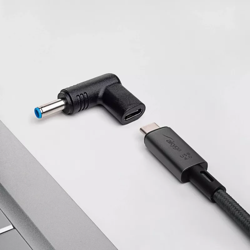 Adaptador de carga Akyga AK-ND-C09 USB-C a DC 4,5 x 3,0 mm + pin para portátiles, 18,5-20 V, 100 W, para HP
