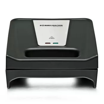 Sandwichera Rommelsbacher SWG 700 – parrilla eléctrica compacta 3 en 1 con 3 placas intercambiables (sándwich, gofre belga, parrilla), detalles en acero inoxidable