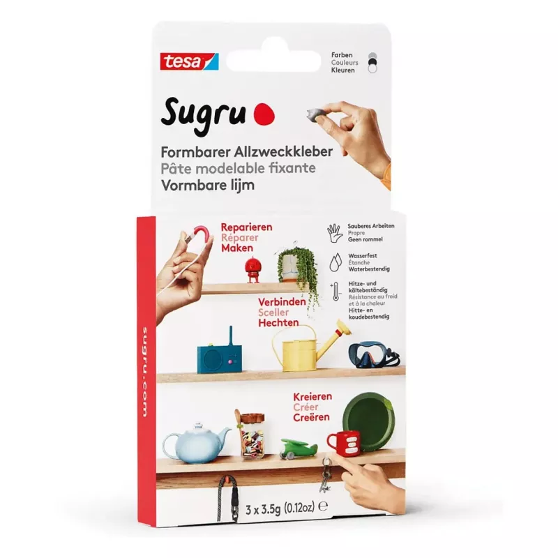 Tesa Sugru adhesivo multiusos moldeable 3 uds. Negro