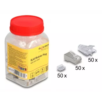 Conector RJ45 DeLOCK 67177 plateado transparente macho 50 uds.