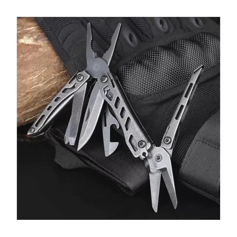 Multitool Nextool Mini FLAGSHIP NE20122 — 10-en-1 multitool compacto de acero inoxidable, negro, 67×27×17 mm, 83 g
